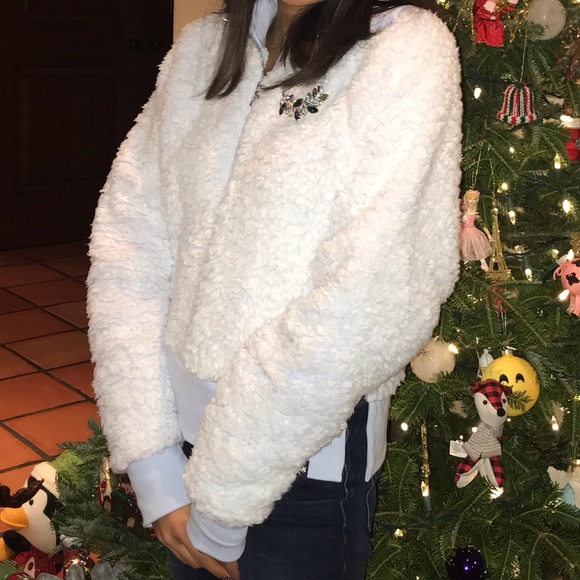 PINK Victoria's Secret Jackets & Blazers - victoria’s secret PINK blue sherpa half-zip